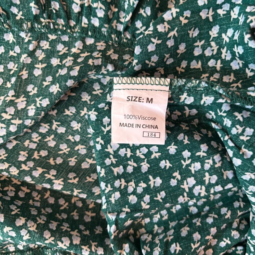Modest Green Floral Smocked Cottagecore Maxi Dress Button Front NWT Size M - Picture 7 of 8